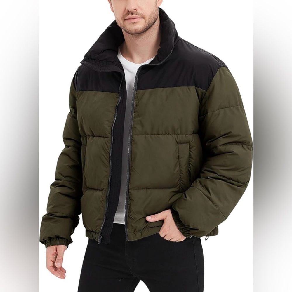 H&M Men’s Puffer Coat black and green XL